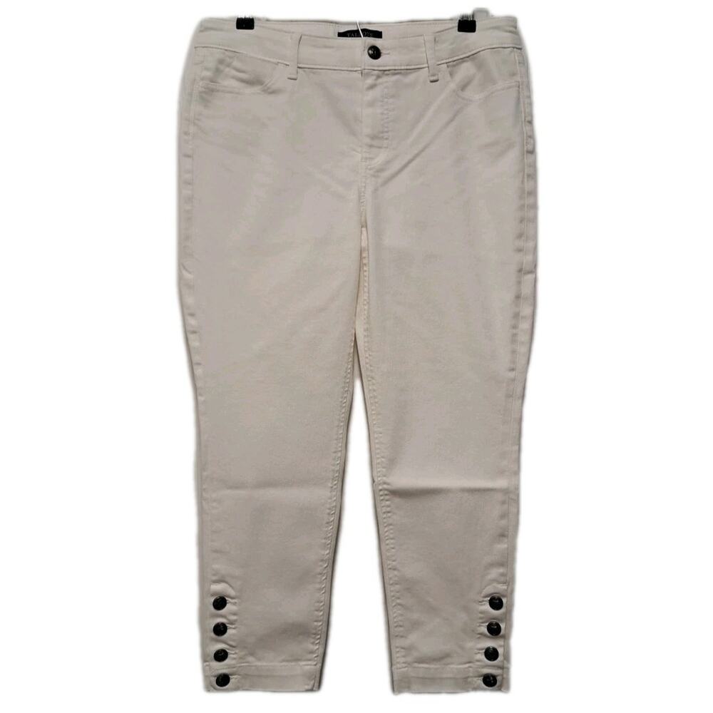 Talbots Flawless Five Pocket Jeans Womens 8 Petite 8P White Crop Anchor Buttons